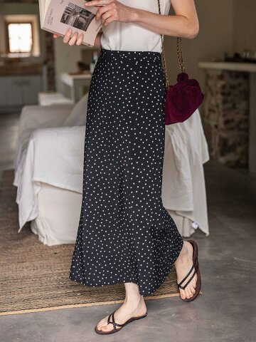 DA_Polka dot print simple skirt