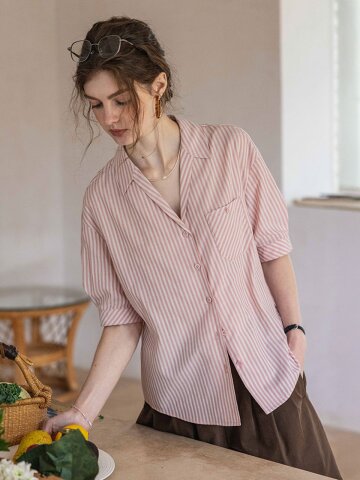 5/29 예약배송_DA_Dyed crisp striped shirt_2color