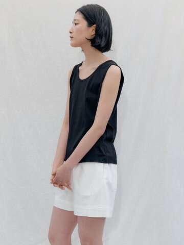 Boxy Fit Cotton Sleeveless Tee_BLACK