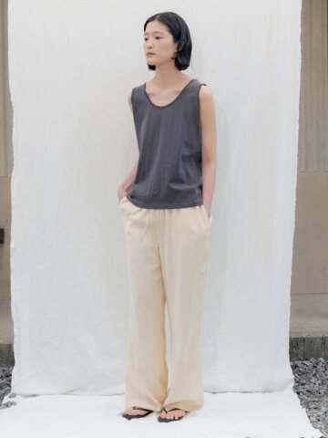 Silky Pajama Tuck Pants_CREAM