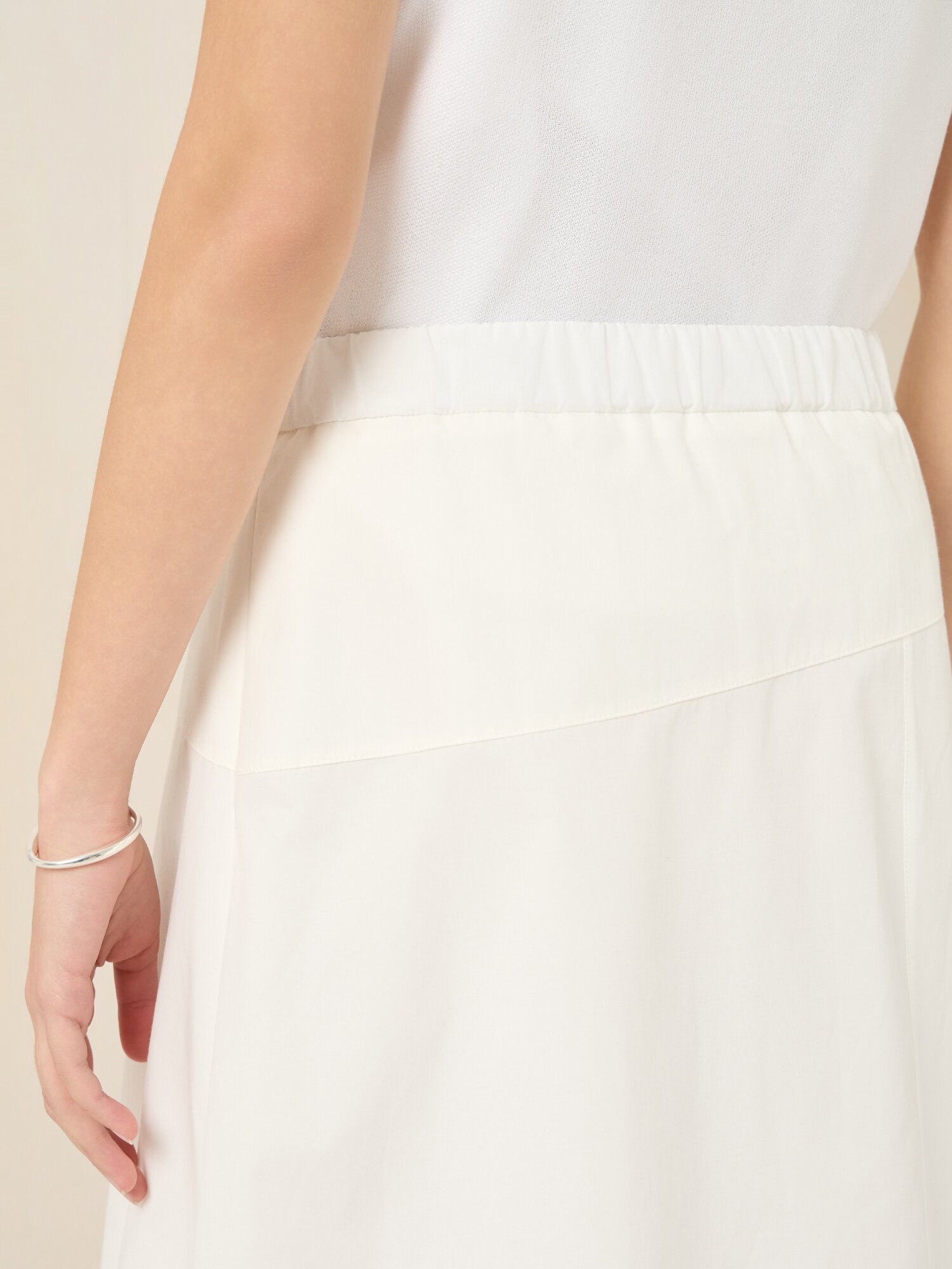 백 밴딩 절개 벌룬 스커트 (WHITE)