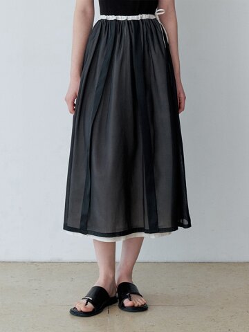 SHEER ORGANZA LAYERED SKIRT (BK)