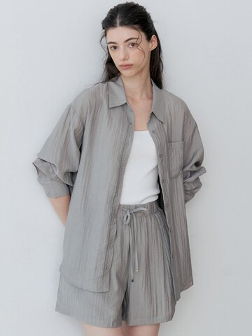 SEMI SHEER LOOSE FIT SHIRT+PANTS SET-UP (LGY)