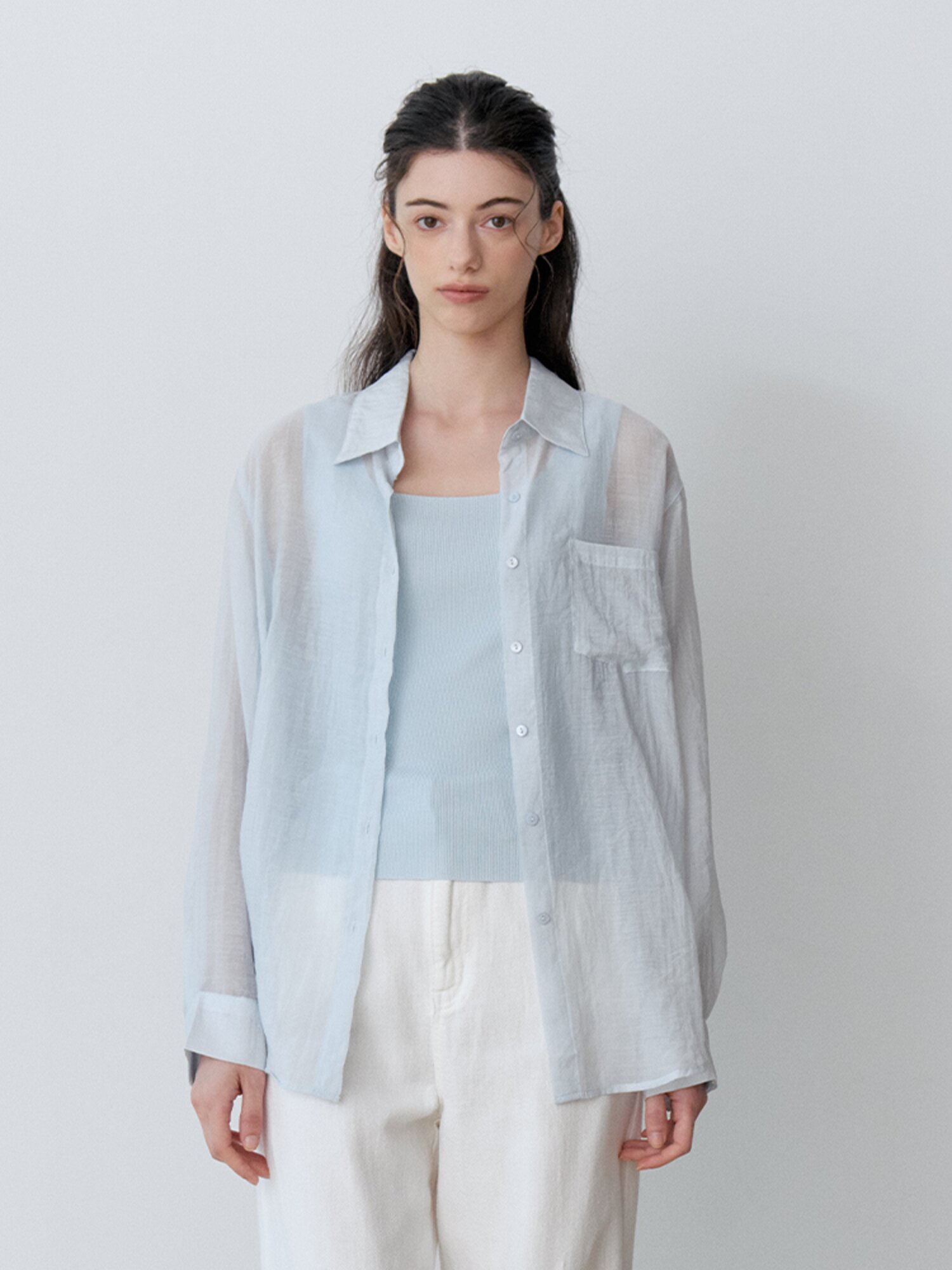 SUMMER LOOSE FIT SHEER SHIRT (SBL)