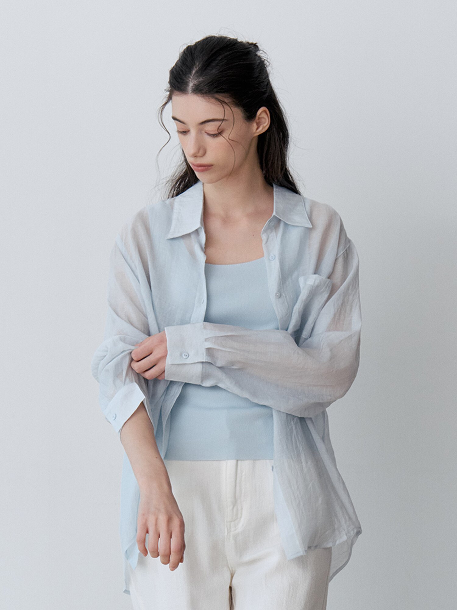 SUMMER LOOSE FIT SHEER SHIRT (SBL)