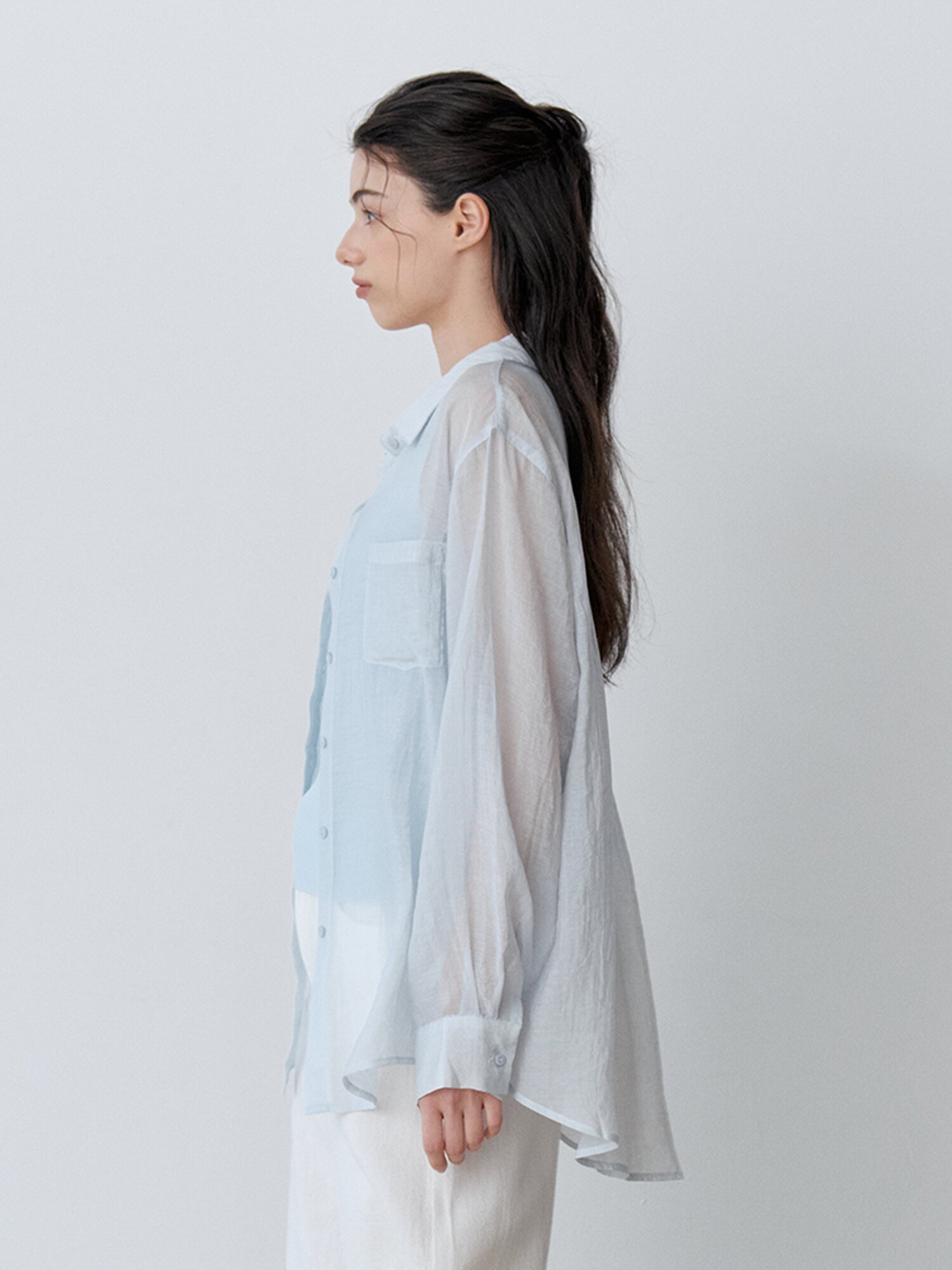 SUMMER LOOSE FIT SHEER SHIRT (SBL)