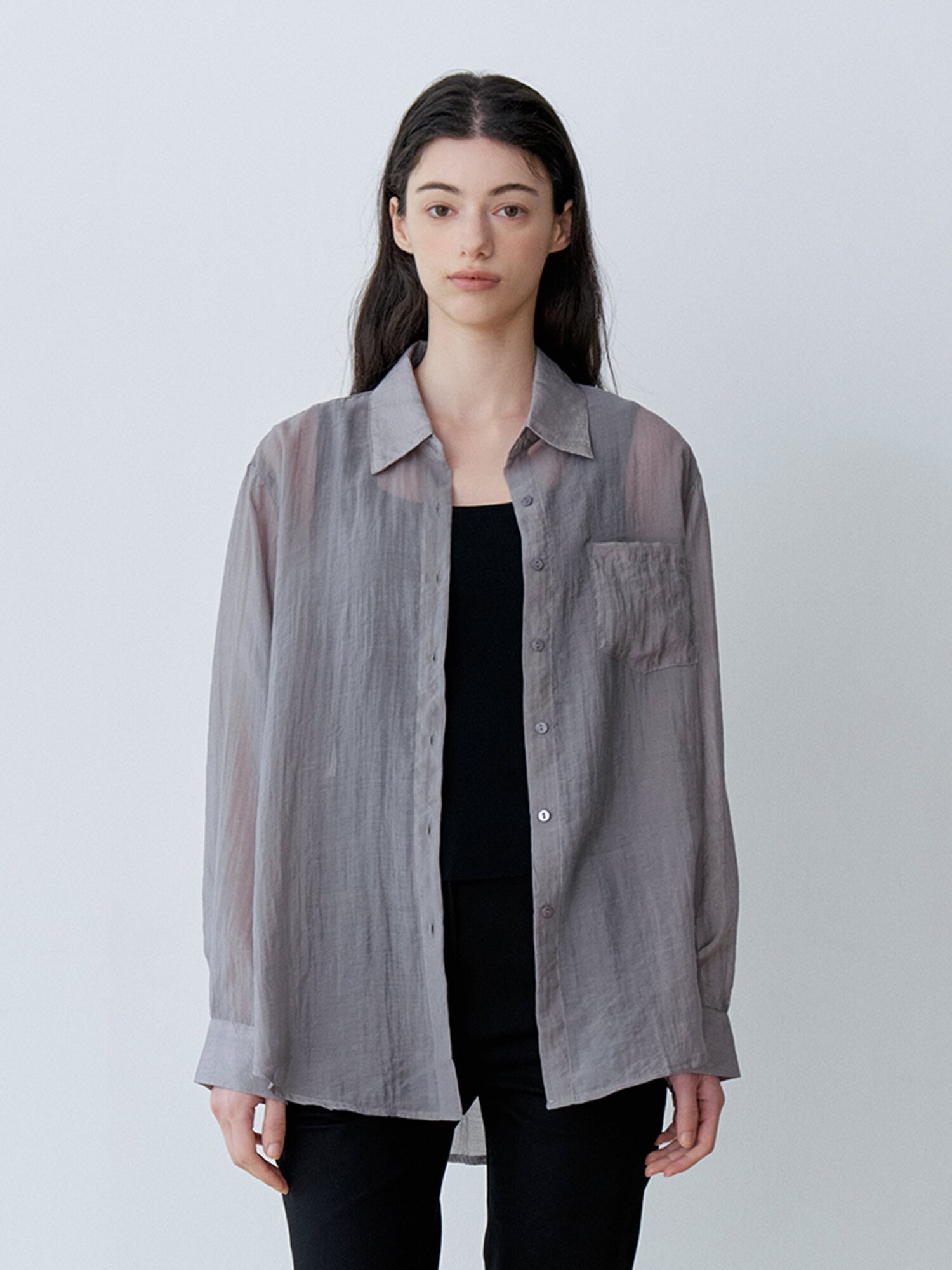 SUMMER LOOSE FIT SHEER SHIRT (GY)