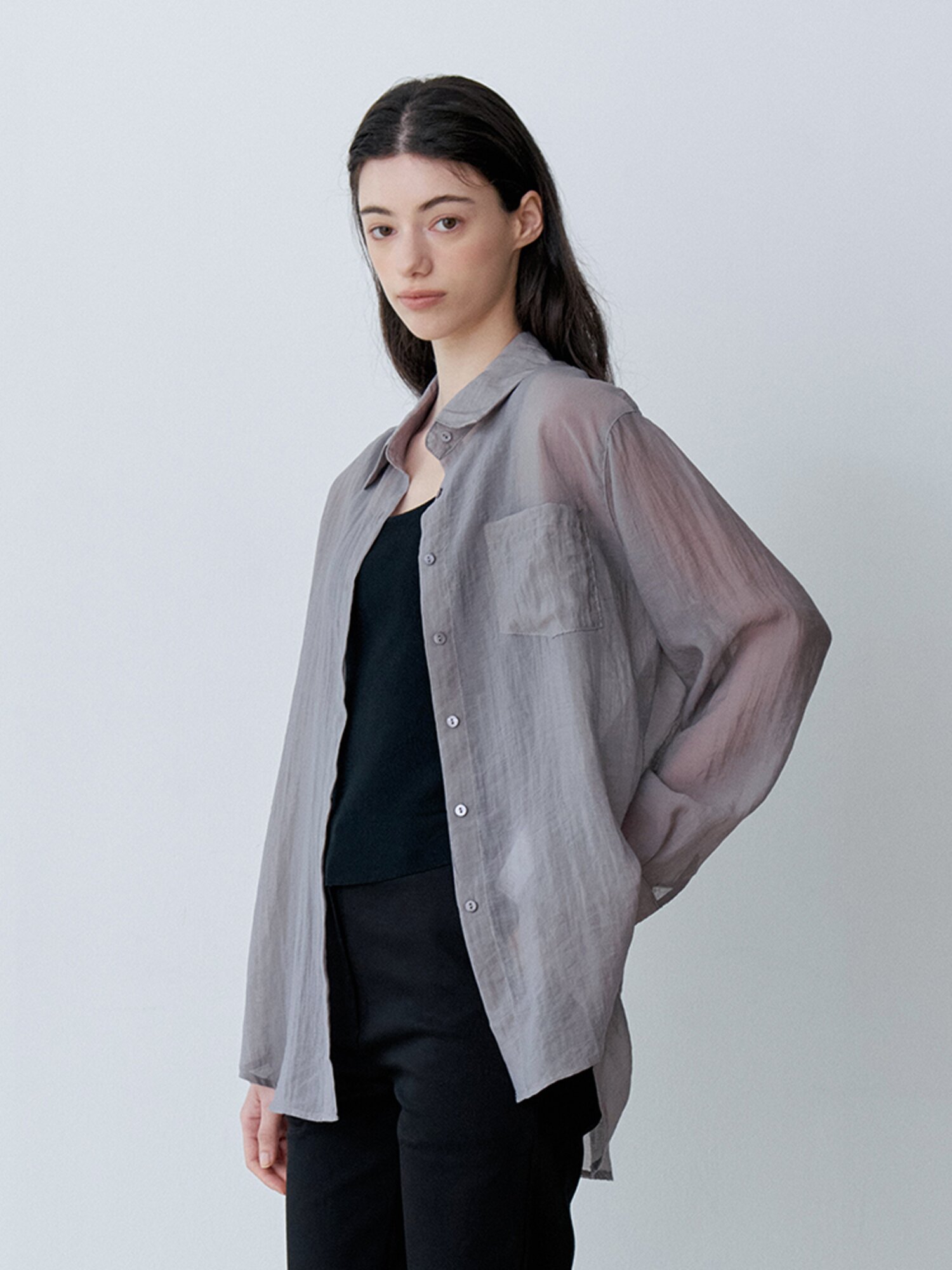 SUMMER LOOSE FIT SHEER SHIRT (GY)
