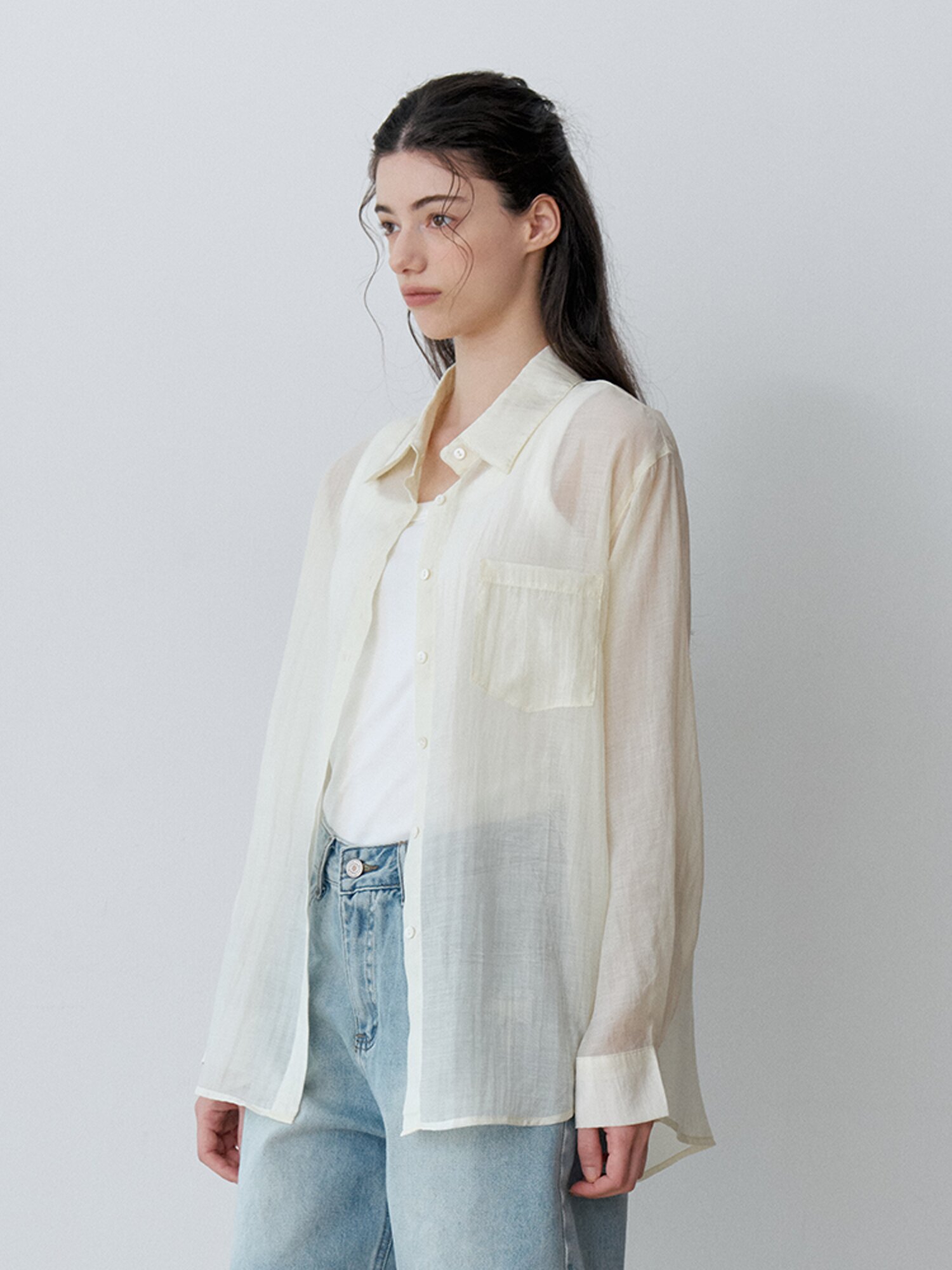 [여름 시어 셔츠] SUMMER LOOSE FIT SHEER SHIRT (YE)