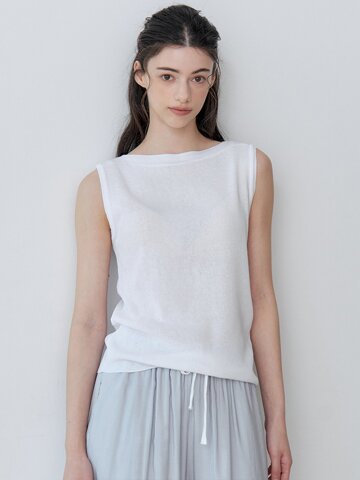 BOAT NECK SLEEVELESS KNIT (IV)