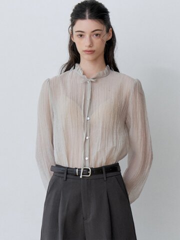 SHEER CRINKLE FRILL BLOUSE (DMT)