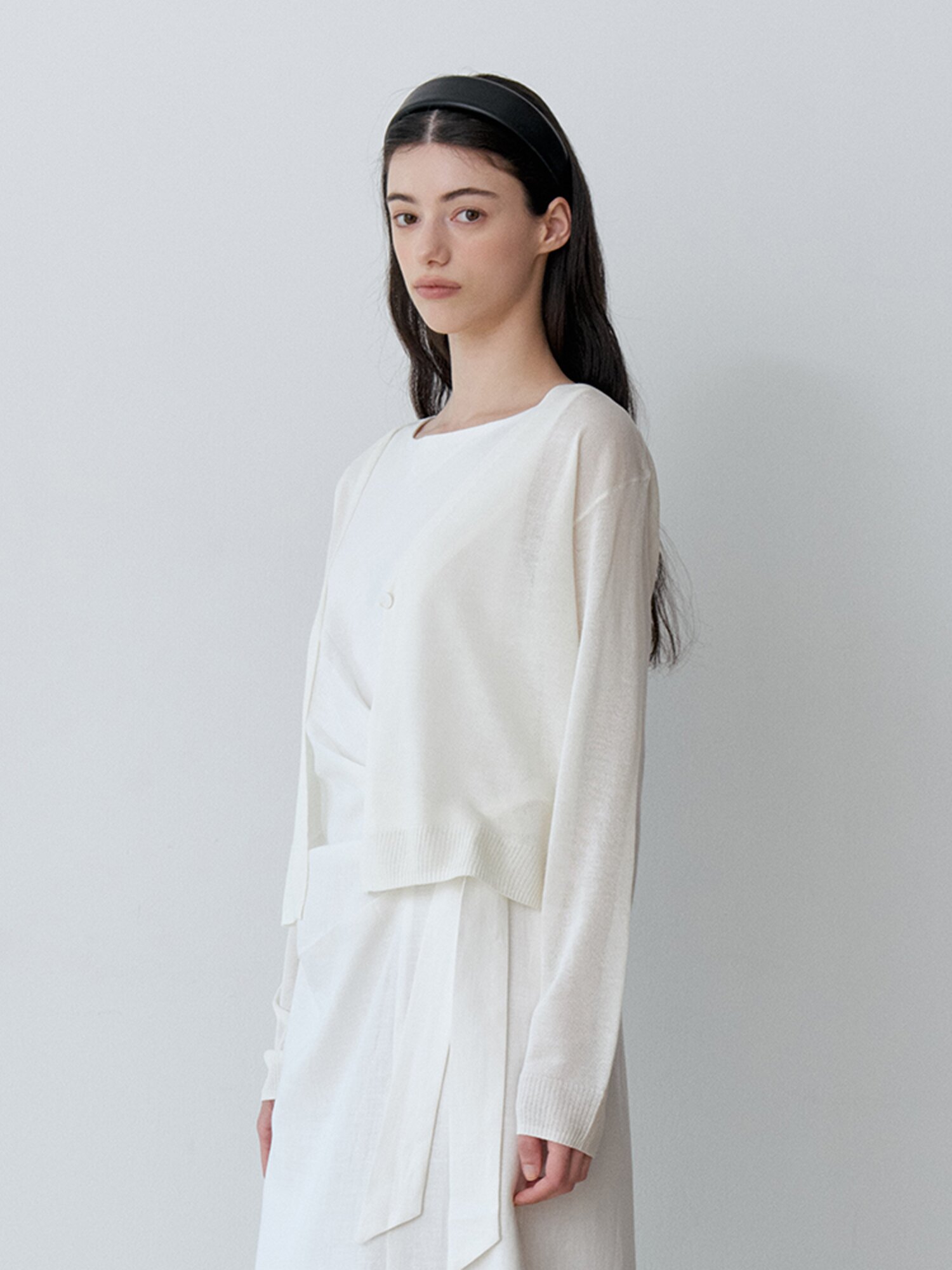 [연우님 Pick] SEMI-SHEER ONE-BUTTON BOLERO CARDIGAN (IV)