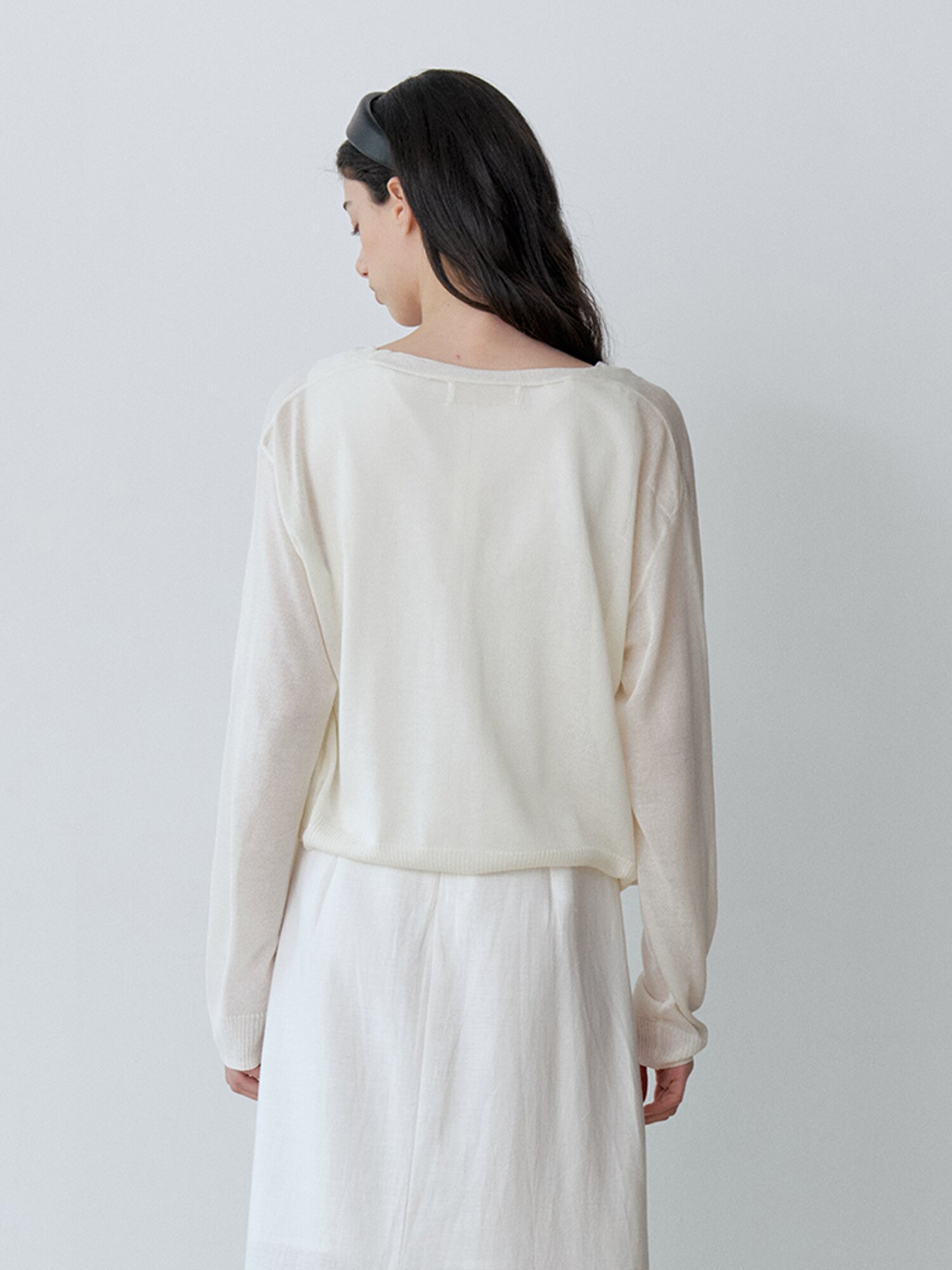[연우님 Pick] SEMI-SHEER ONE-BUTTON BOLERO CARDIGAN (IV)