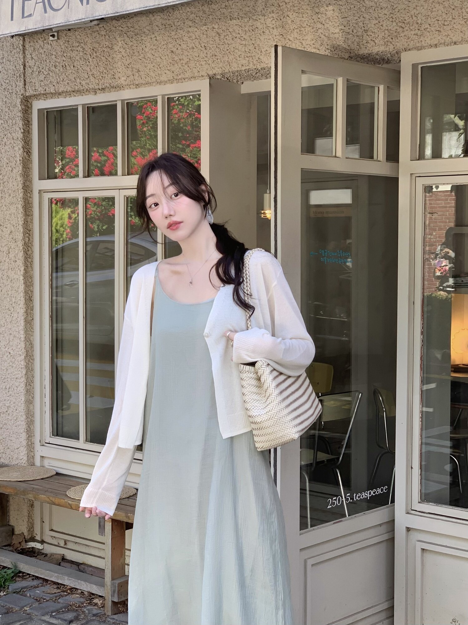 [연우님 Pick] SEMI-SHEER ONE-BUTTON BOLERO CARDIGAN (IV)