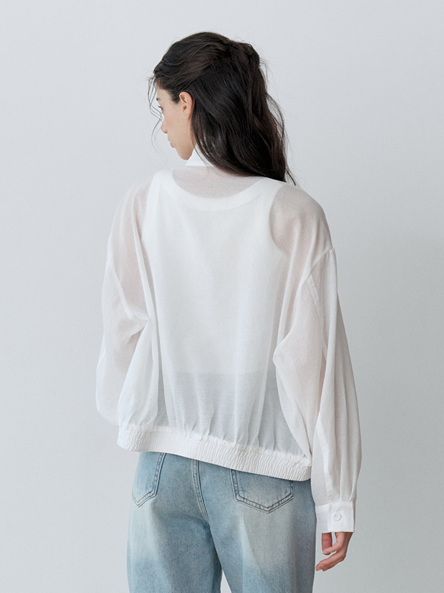 STAND NECK ZIP-UP JUMPER (WH)