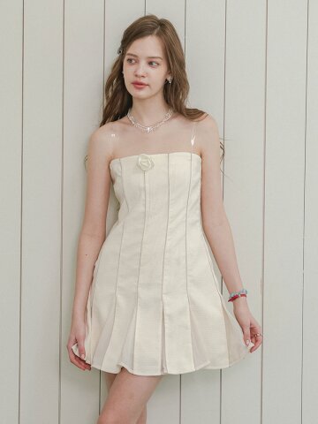 DD_Tube pleats mini dress_IVORY