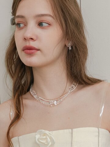 DD_Clear bead layered necklace