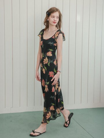 DD_Floral sheer maxi dress_BLACK
