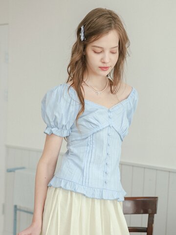 DD_Sweet puff sleeve blouse_2color