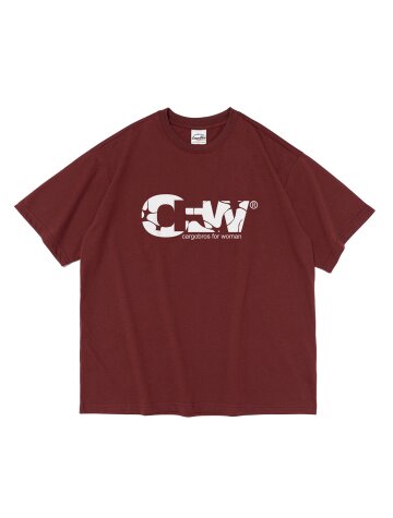 CFW 크랙 로고 반팔 티셔츠 (와인)