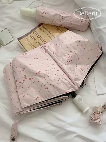 데데리트 귀여운 페인팅 핑크 3단 접이식 자동 우산 양산 자외선차단 암막 우양산 양우산 생일 친구 장마 커플 선물