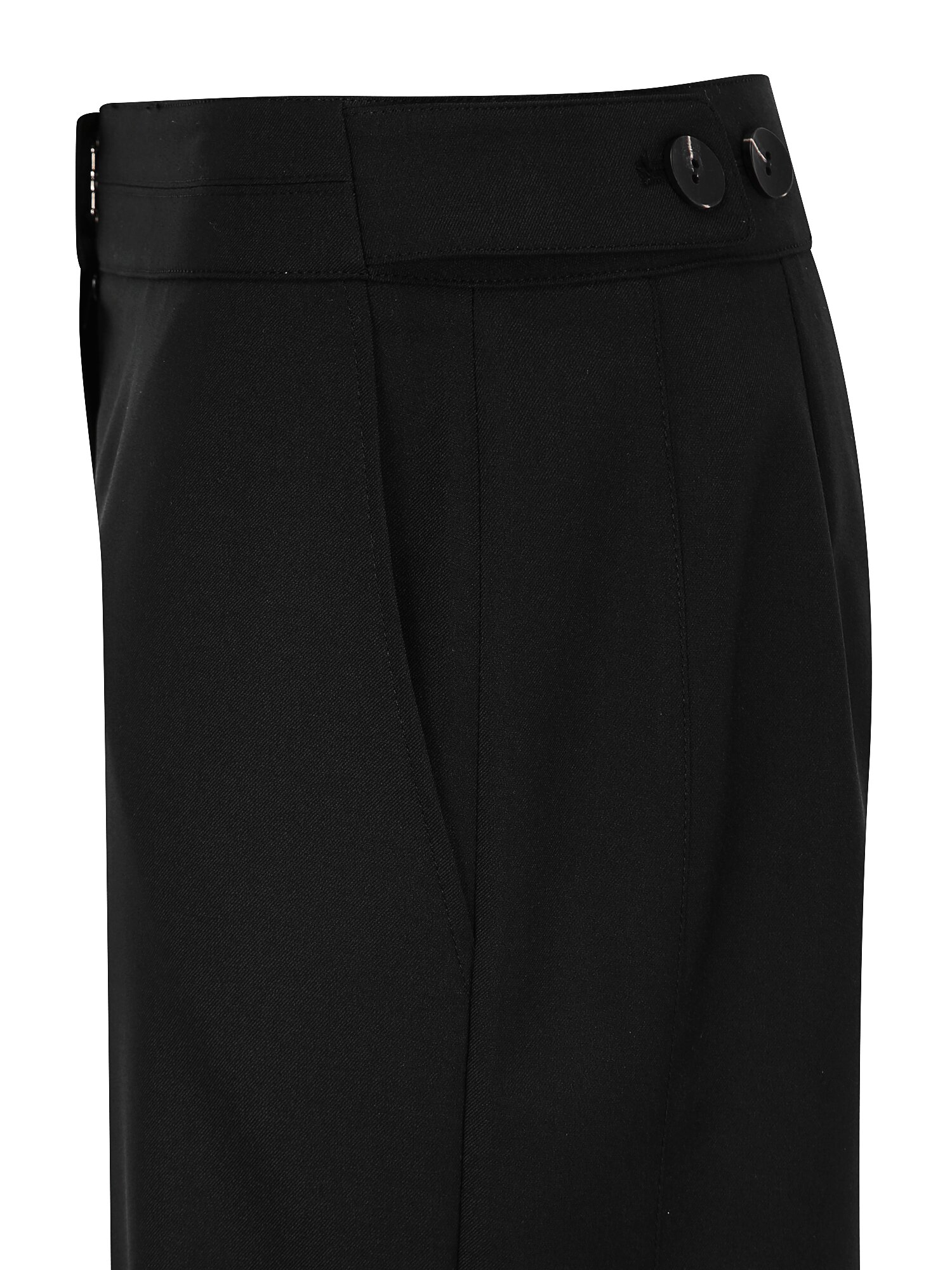 탭 장식 와이드 크롭 팬츠 (BLACK)