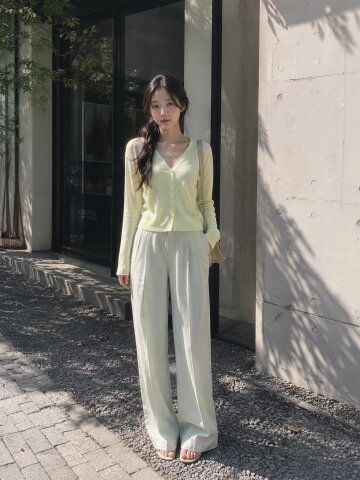 린넨 브이넥 크롭 가디건 
