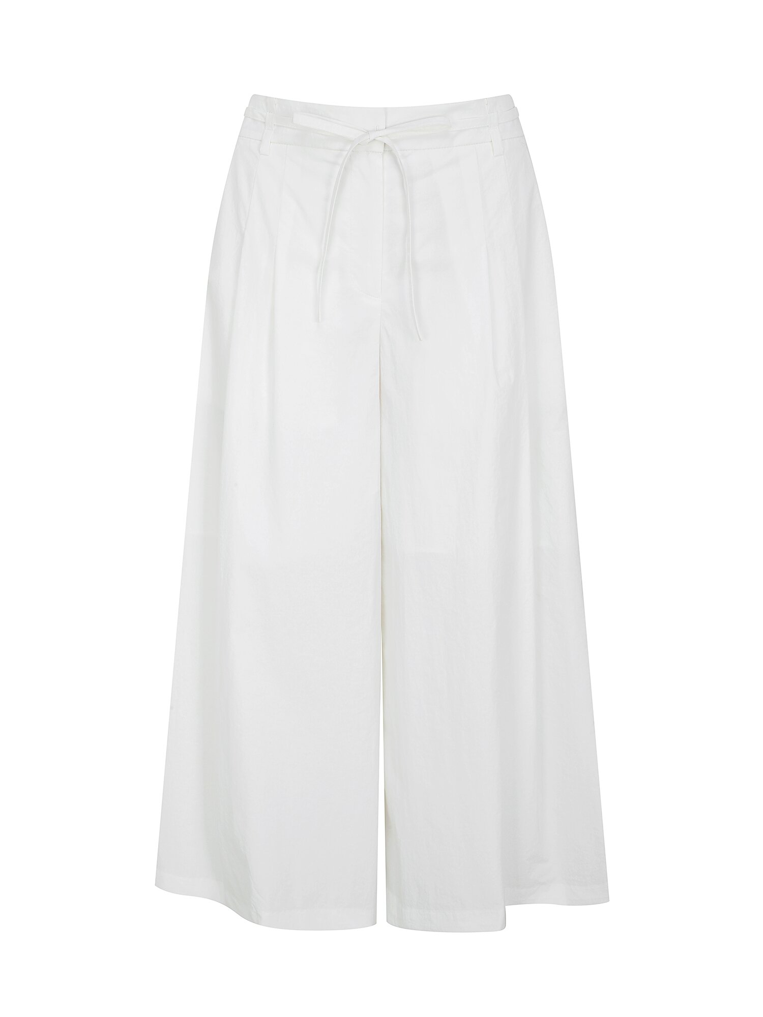 벨트 백 밴딩 퀼로트 크롭 팬츠 (WHITE)