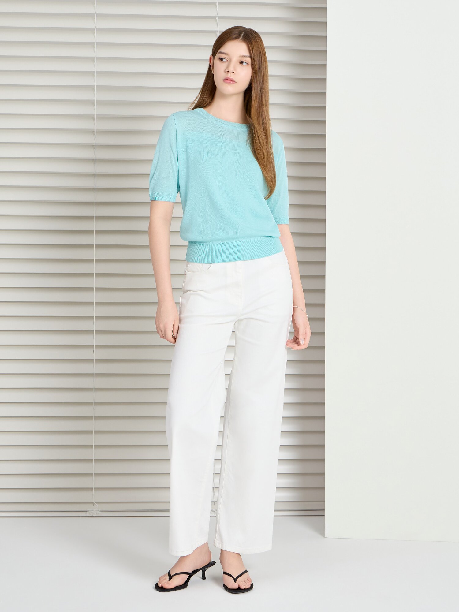 인밴딩 일자핏 데님 팬츠 (WHITE)