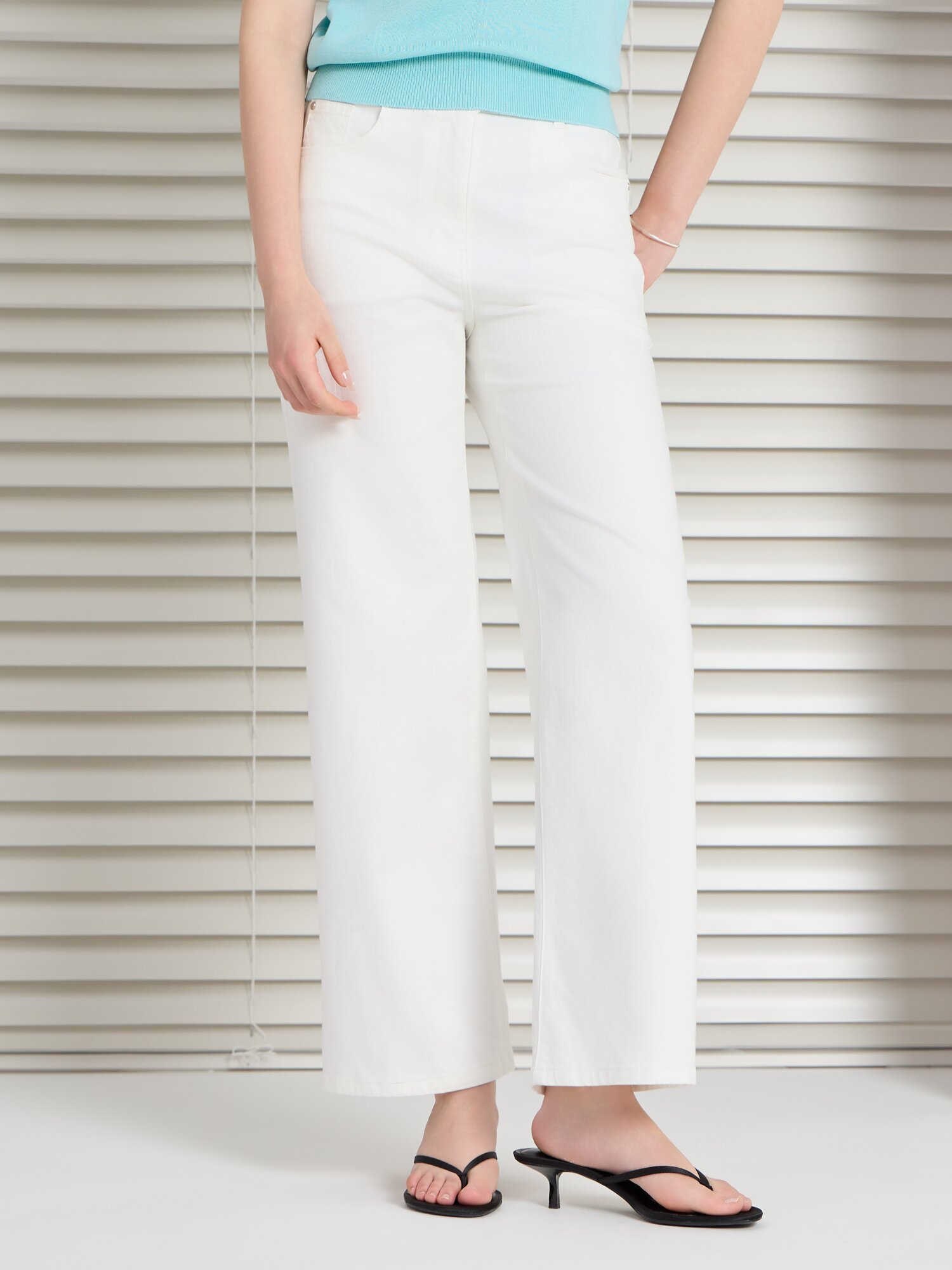 인밴딩 일자핏 데님 팬츠 (WHITE)