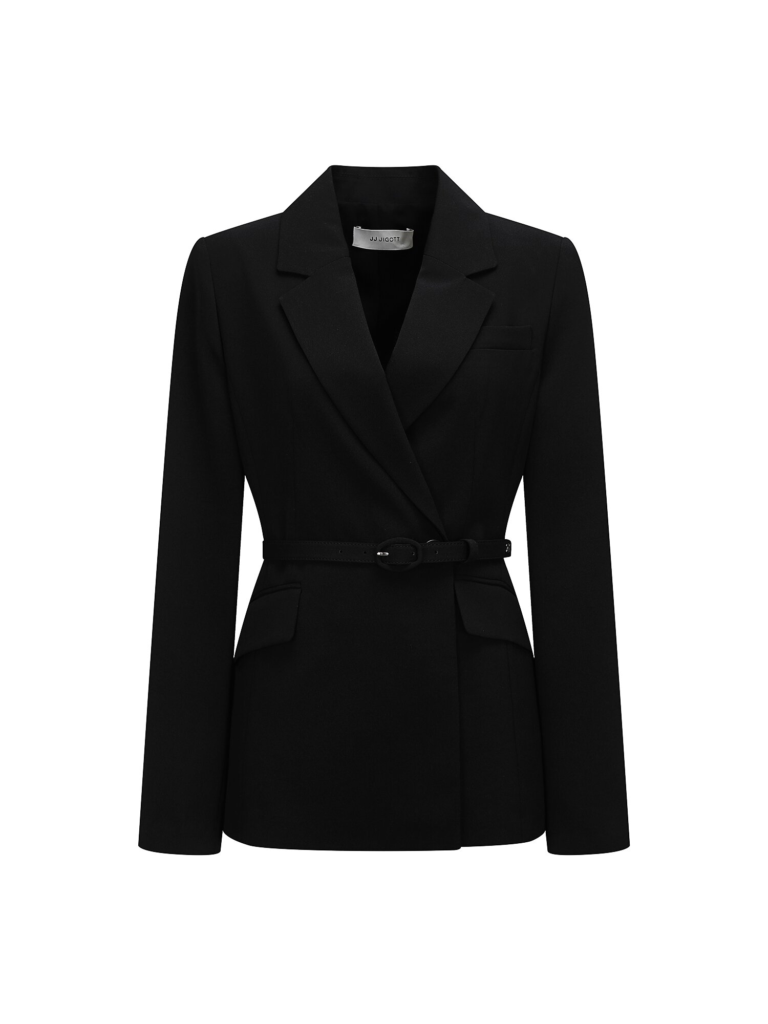 벨티드 테일러드 더블 원버튼 재킷 (BLACK)