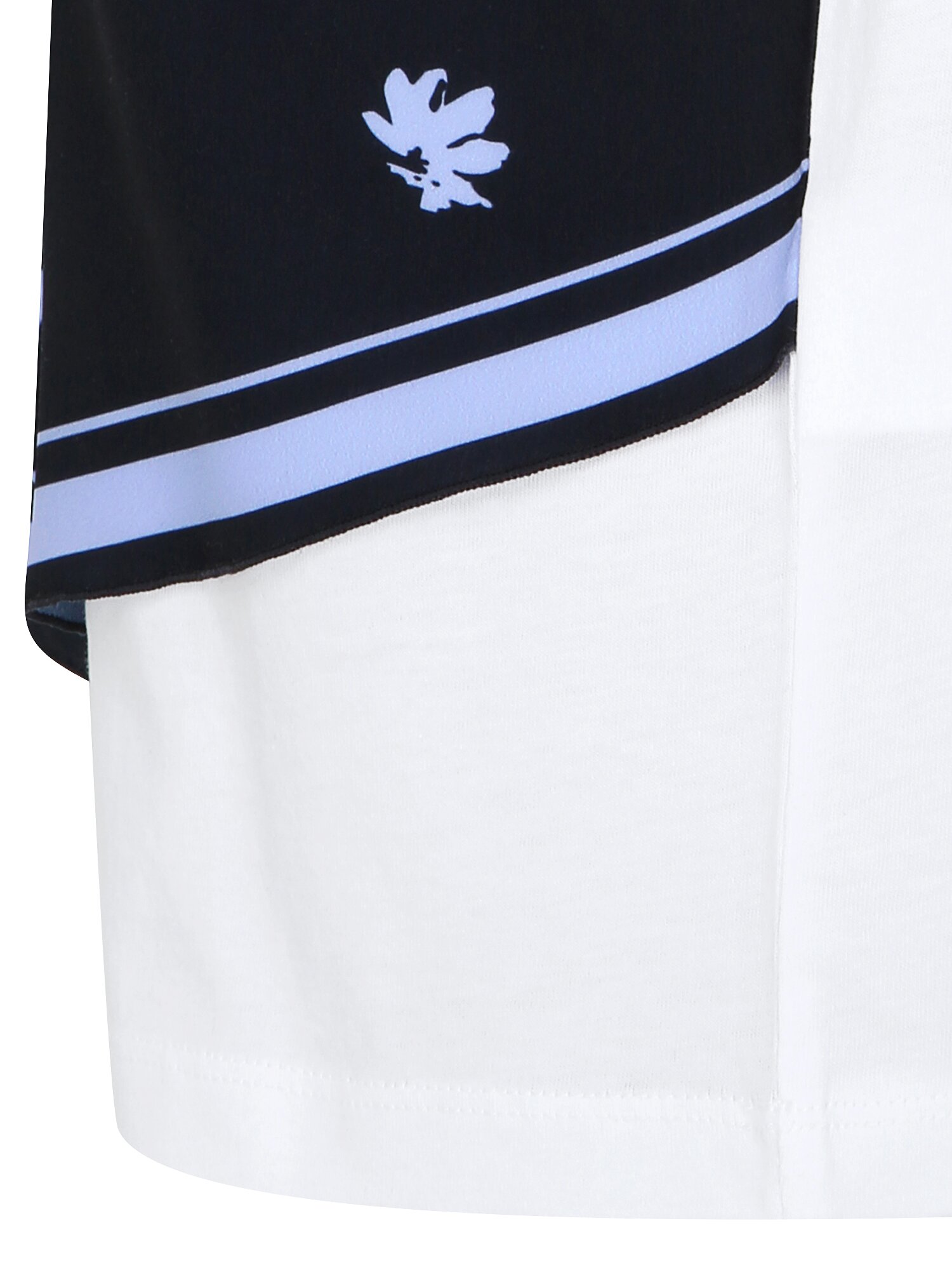 스카프 배색 라운드넥 티셔츠 (NAVY)