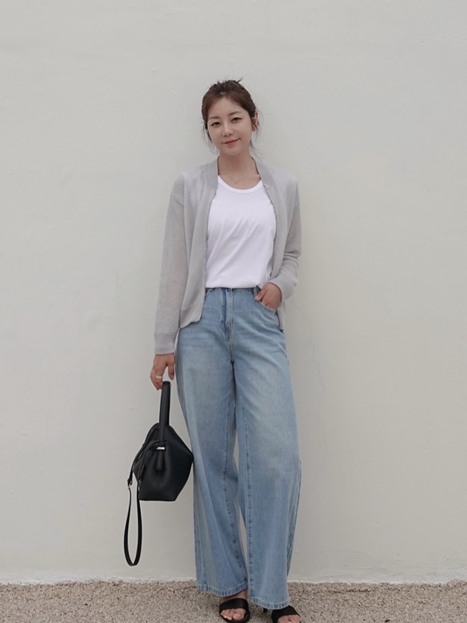 글리터 메시 집업 가디건 (LIGHT GREY)