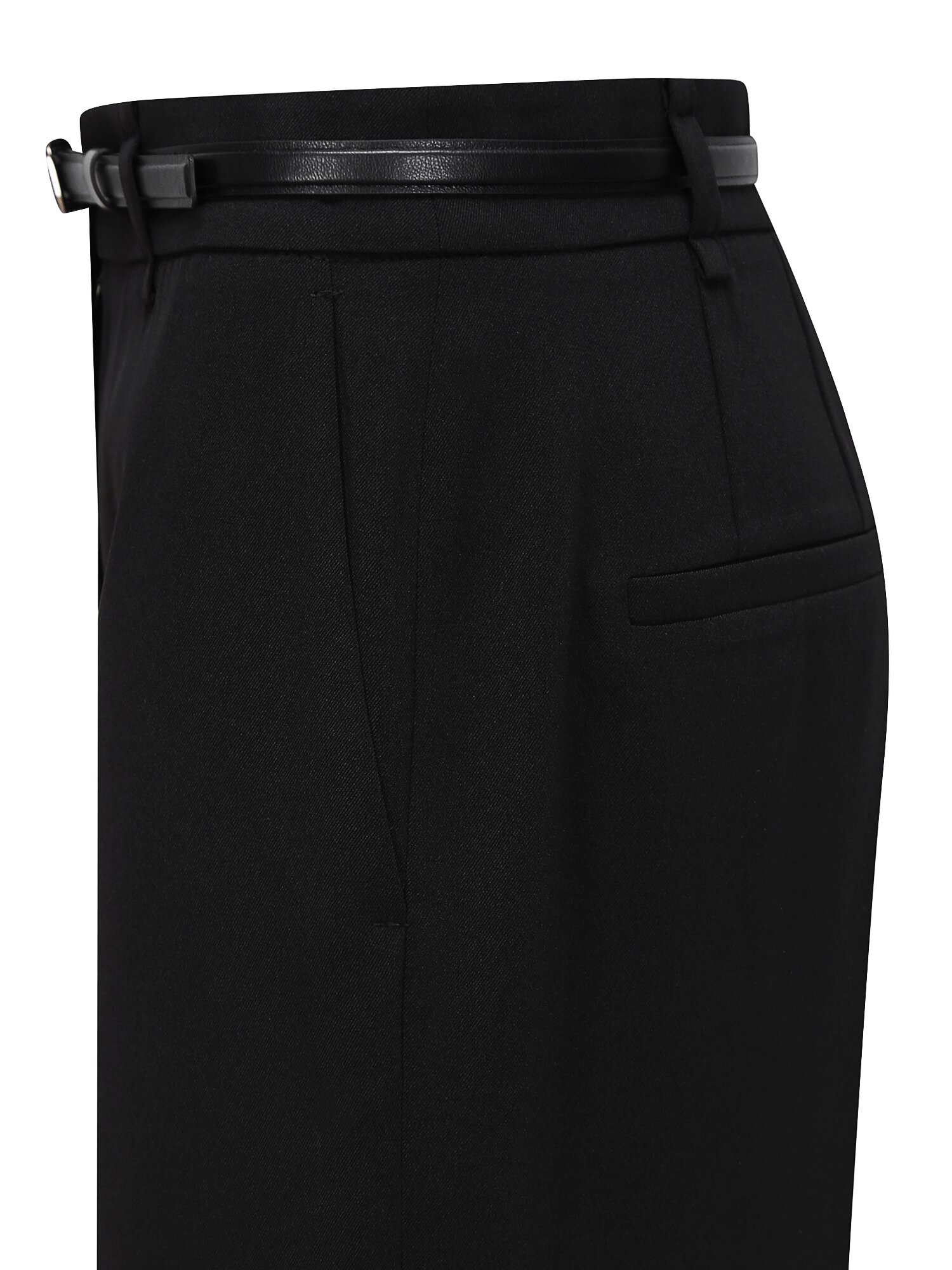 벨티드 슬림 세미 부츠컷 팬츠 (BLACK)