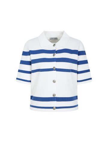 스트라이프 칼라 크롭 가디건 