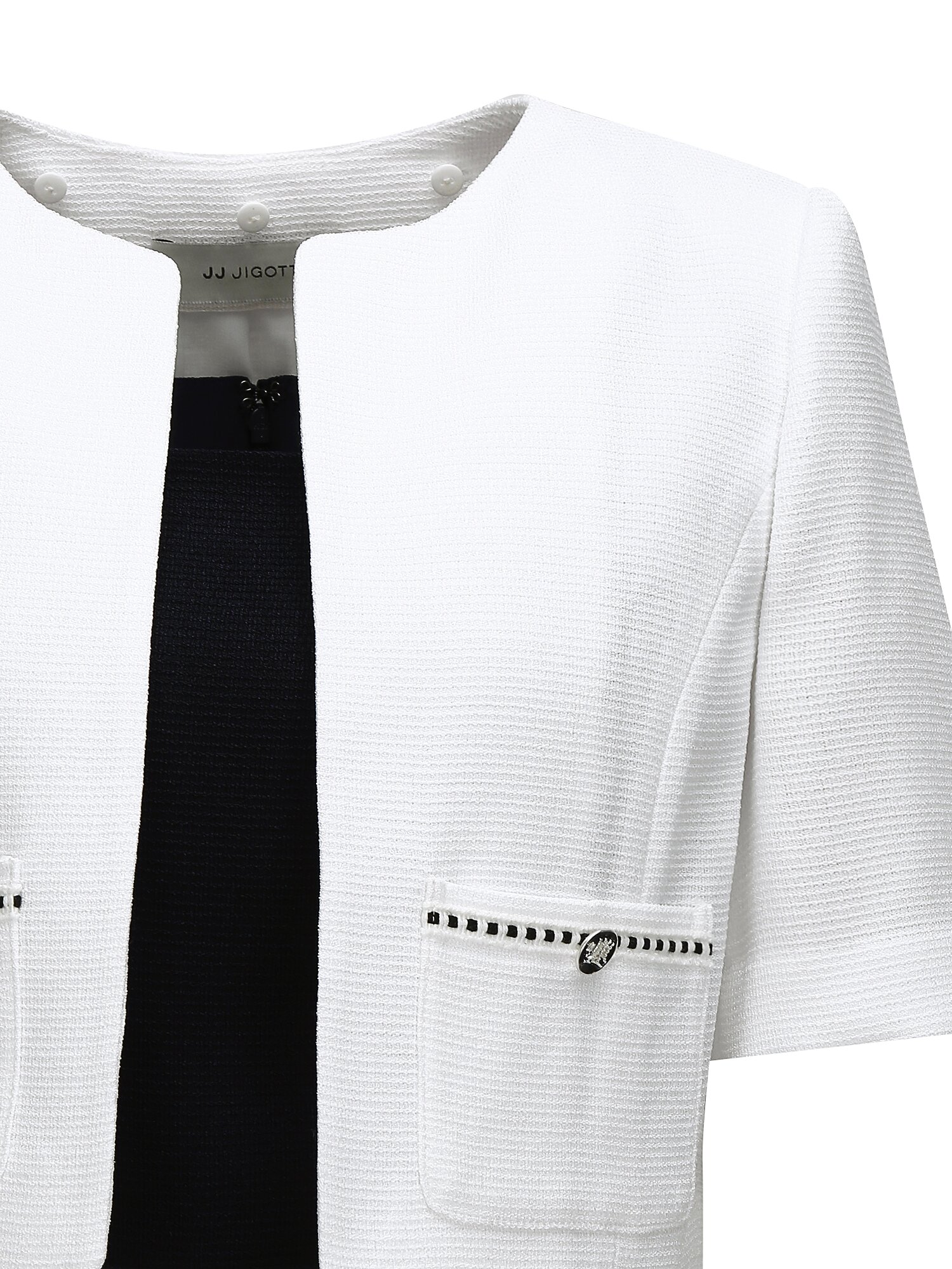 배색 A라인 원피스 +재킷 세트 (WHITE)