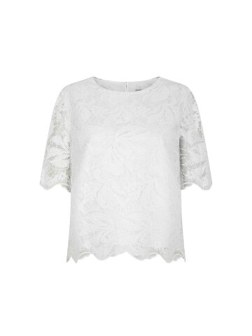 레이스 스캘럽 라운드넥 블라우스 