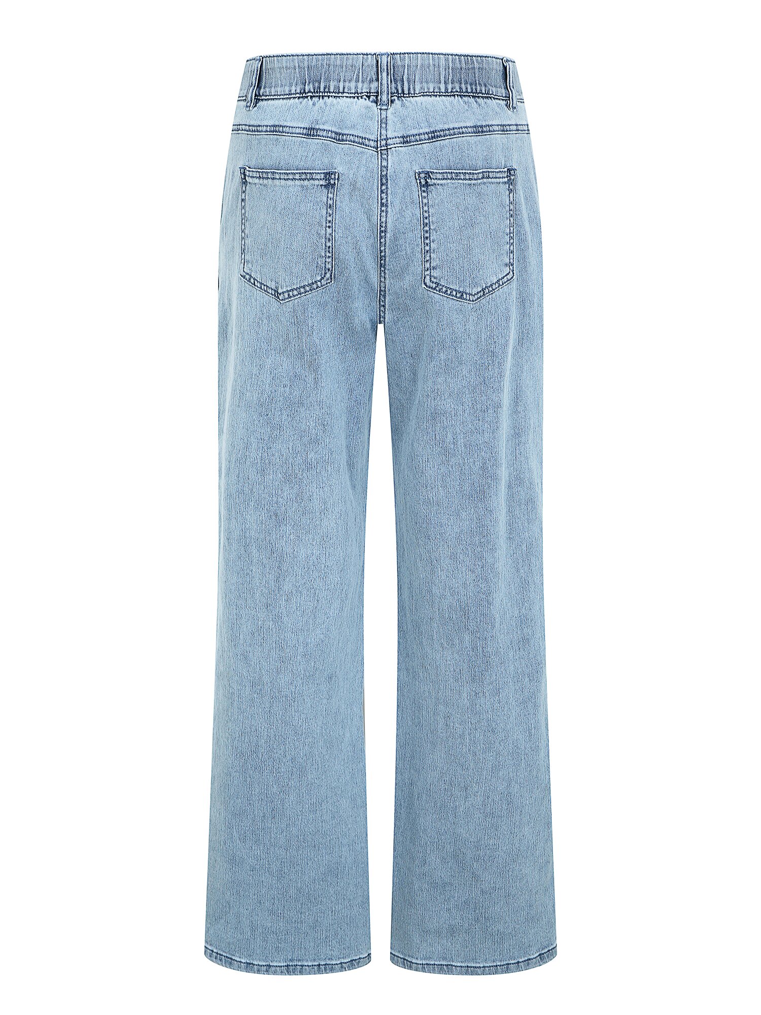 사선 포켓 세미 와이드 데님 팬츠 (LIGHT BLUE)