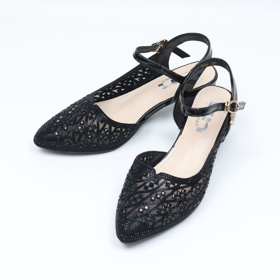 [썸머]던프드 큐빅 메쉬 슬링백 샌들[굽5.5cm](H130J896)