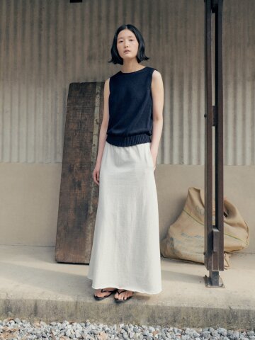PK Cotton A-Line Skirt_OATMEAL