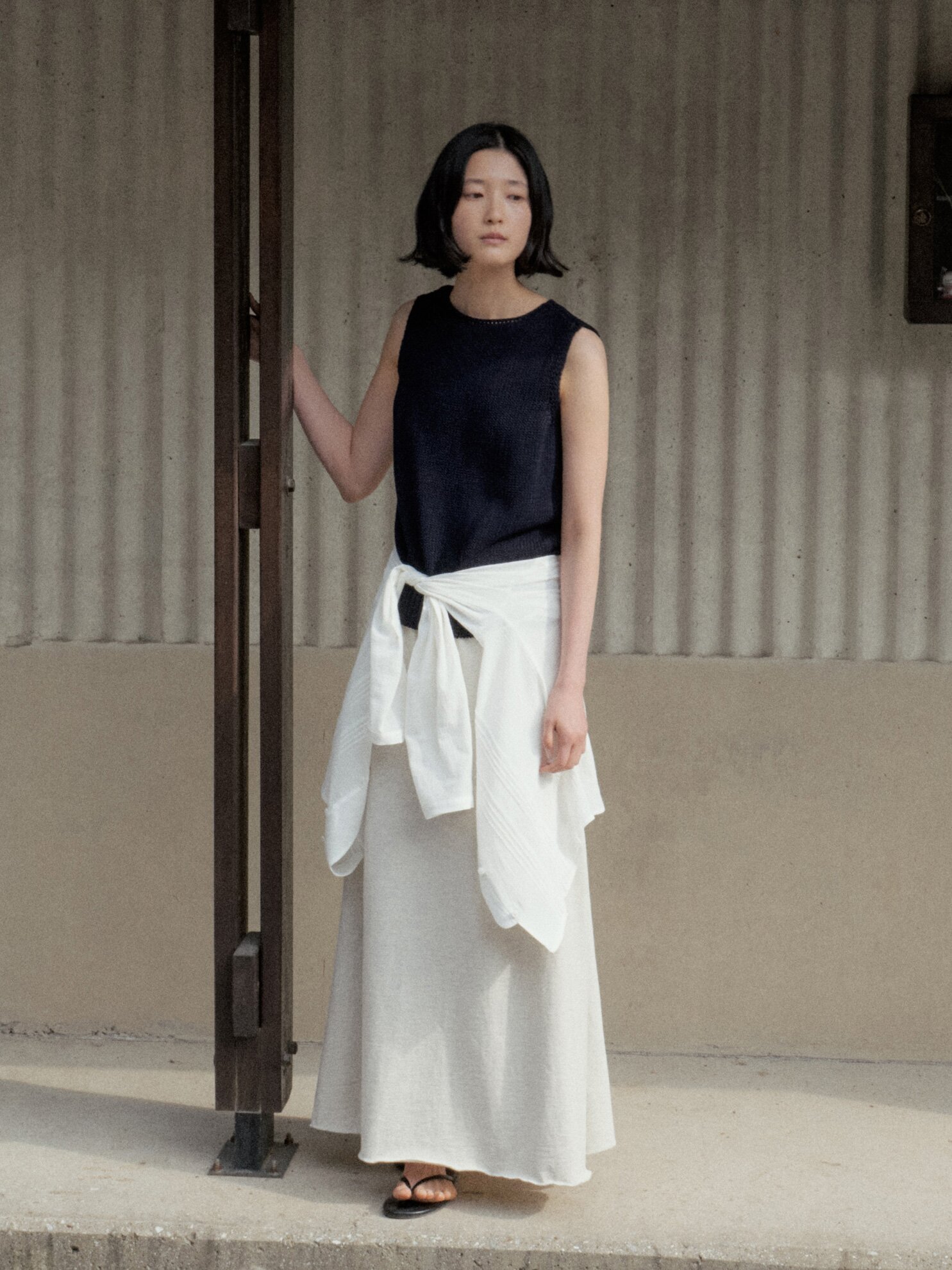 PK Cotton A-Line Skirt_OATMEAL