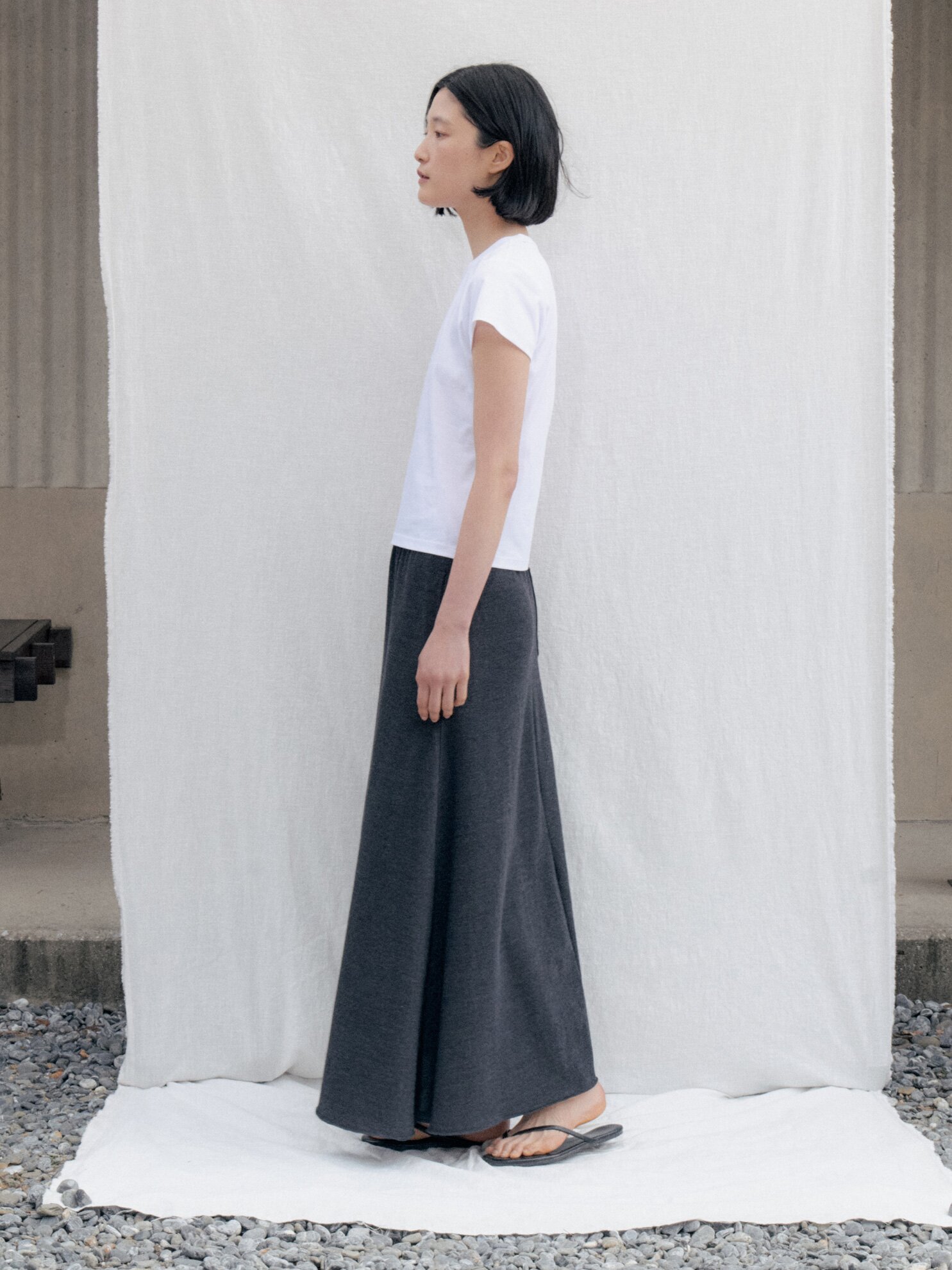 PK Cotton A-Line Skirt_CHARCOAL