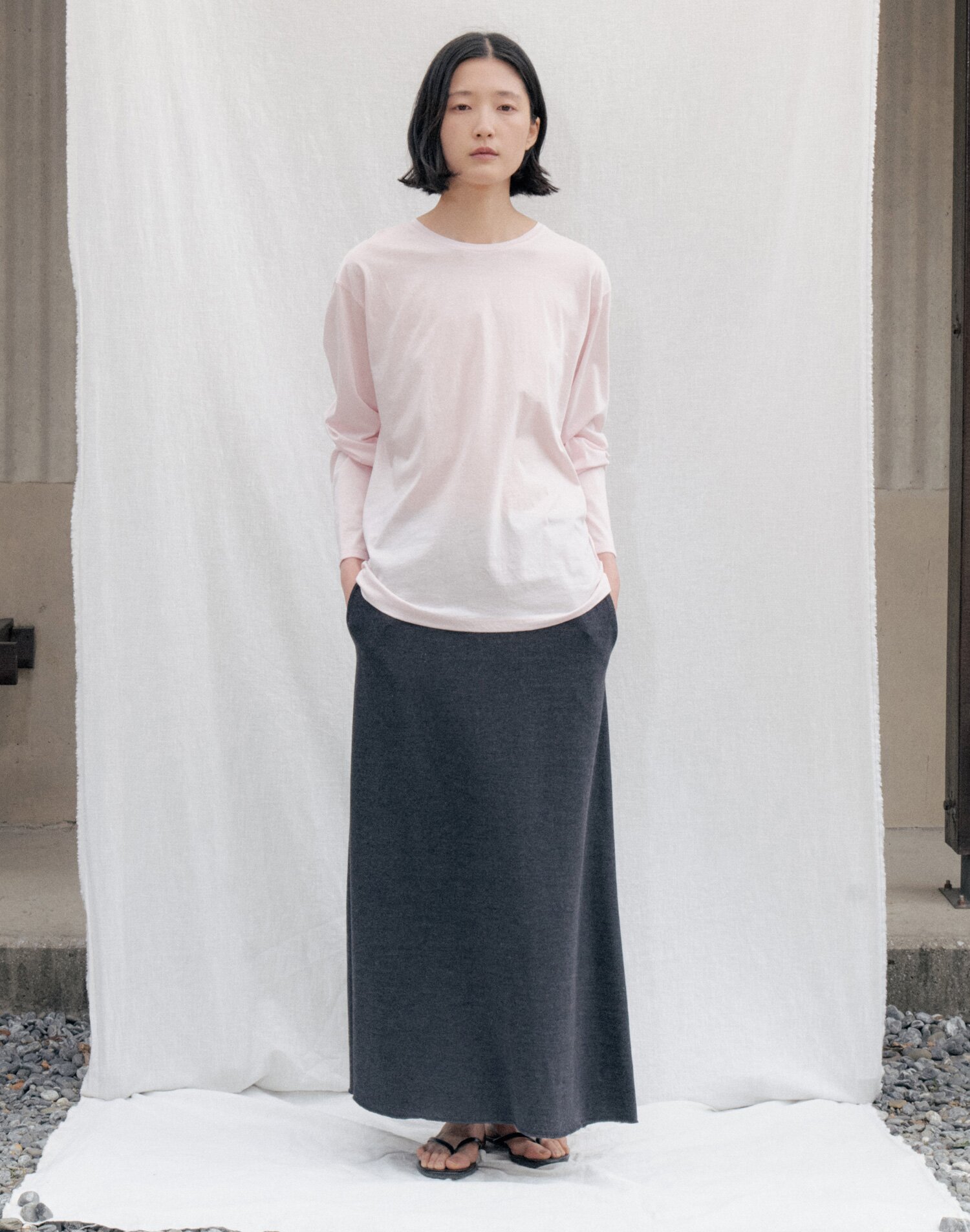 PK Cotton A-Line Skirt_CHARCOAL