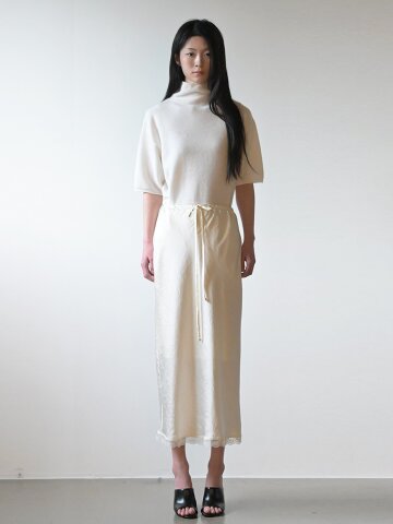 SATIN H LINE MIDI SKIRT IVORY