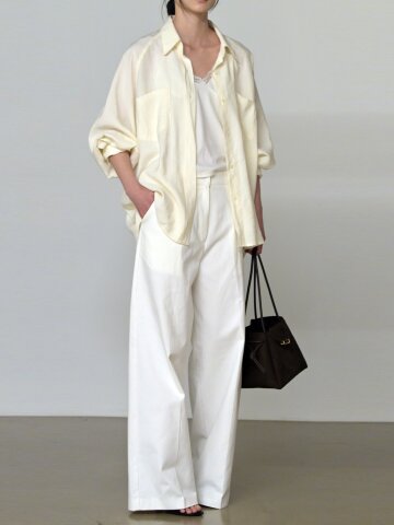 COTTON CLASSIC SEMI STRAIT PANTS WHITE