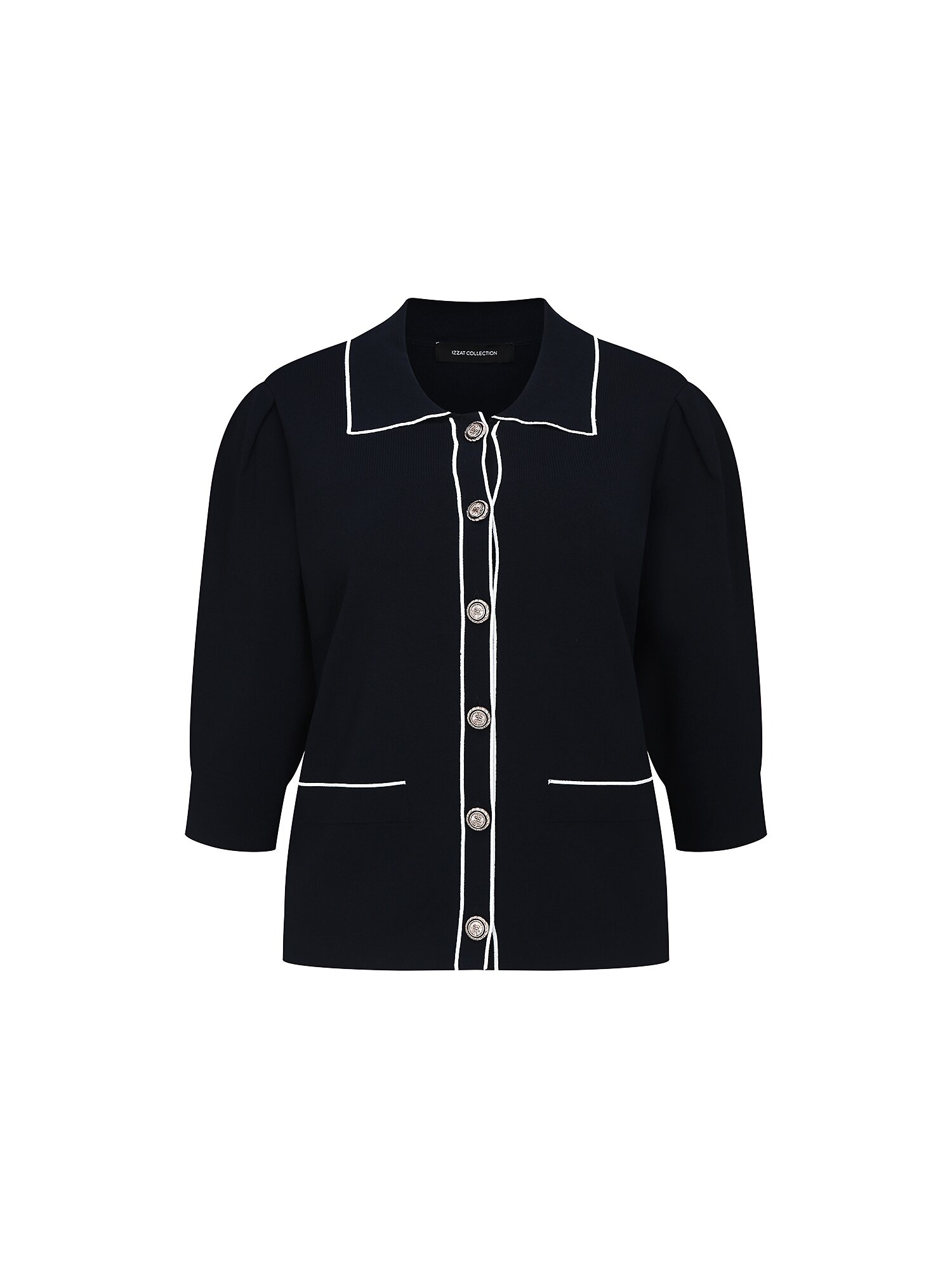 컬러 라인 7부 칼라 가디건 (NAVY)