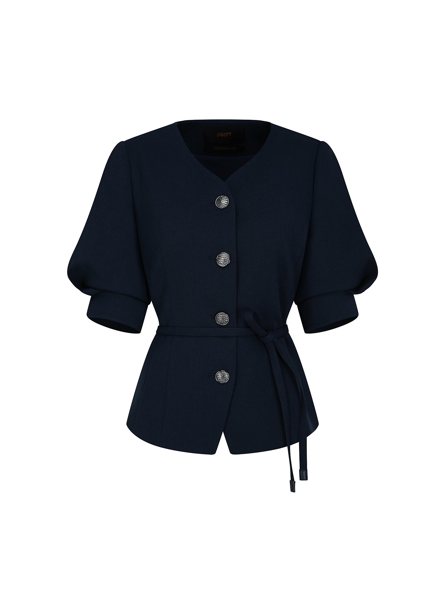 포멀 볼륨 슬리브 브이넥 재킷 (NAVY)