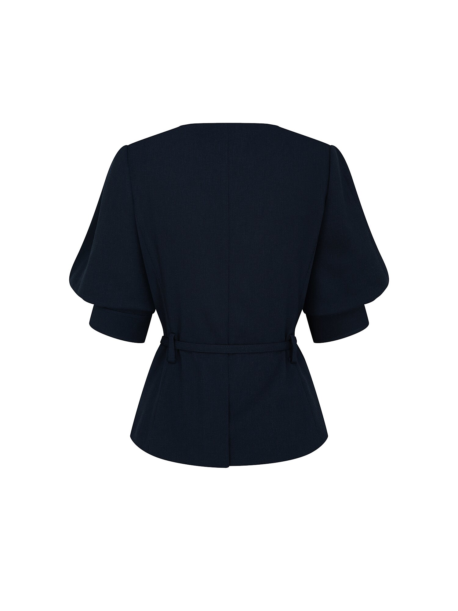 포멀 볼륨 슬리브 브이넥 재킷 (NAVY)