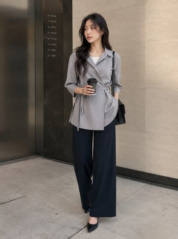 벨티드 투웨이 셔츠 재킷 (LIGHT GREY)