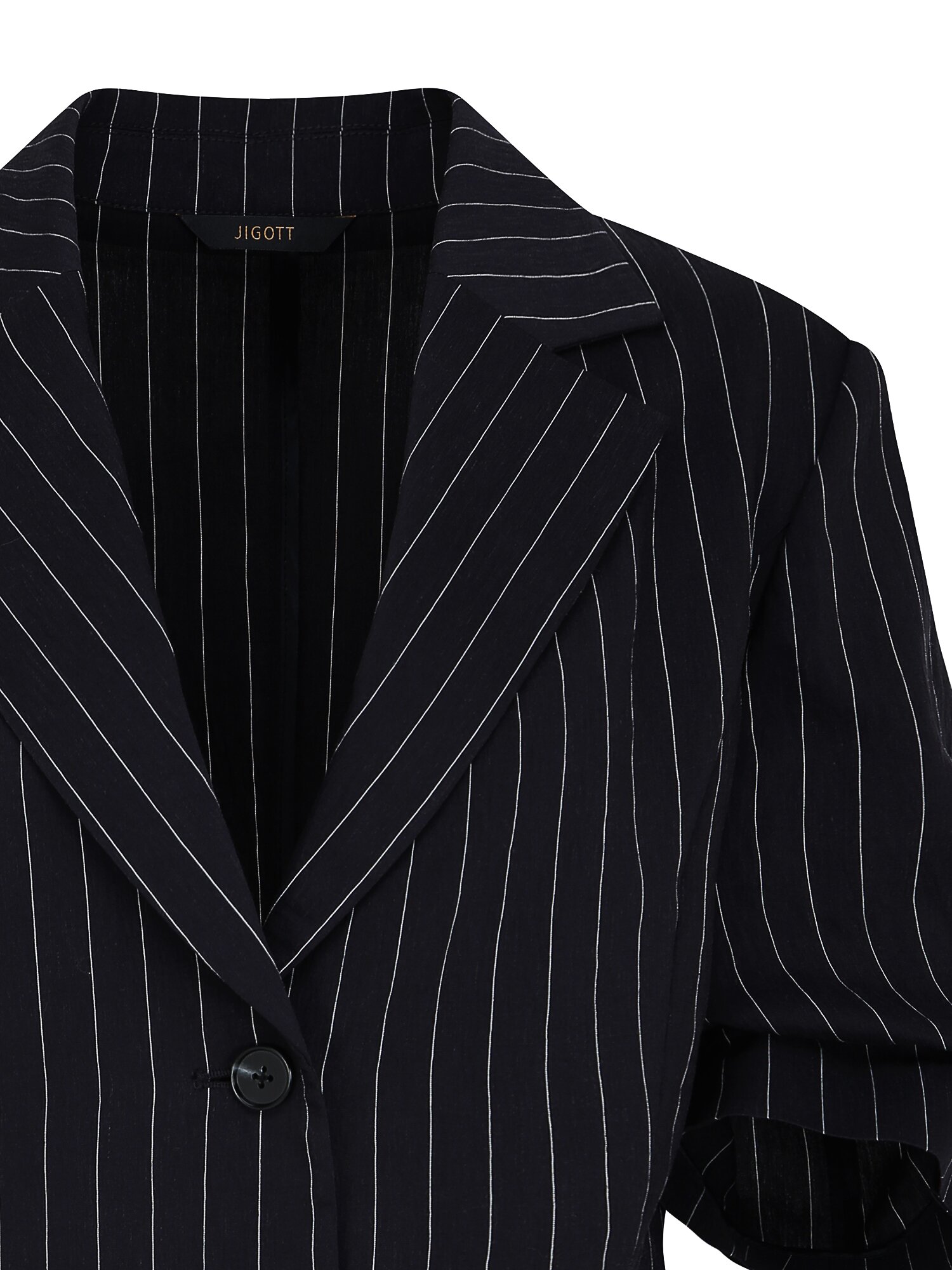 린넨 스트라이프 턱 슬리브 재킷 (STRIPE NAVY)